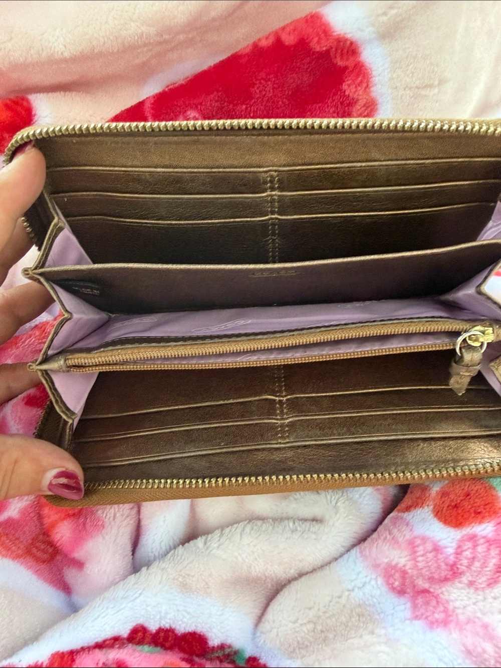 Coach Brown Signature Zip Wallet - Picture 7 of 10